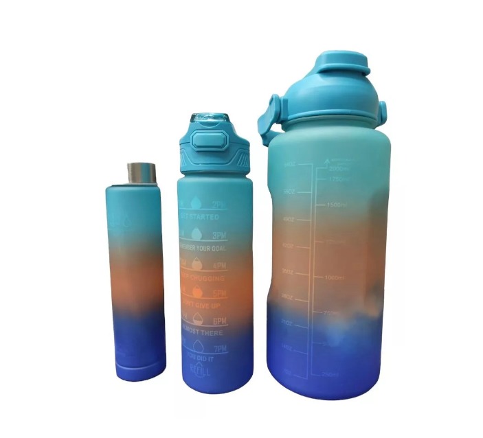 Botella Motivacional De Agua 3 Unidades Set X3 Termo Botilo